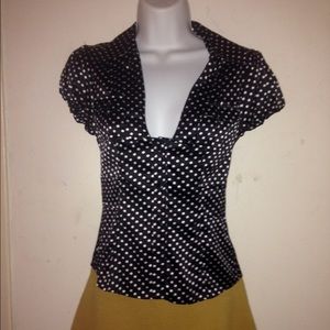 Marciano Blk/Wht Polka Dot Silk Blouse, XS